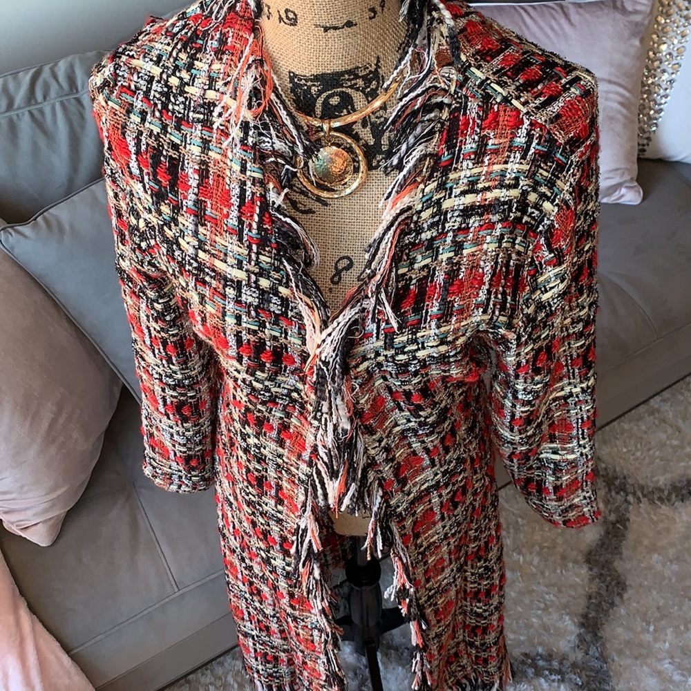 Lea & Viola woven multi color sweater coat!